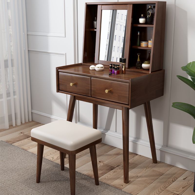 Modern 2-Drawers Solid Wood Dressing Table Mirror Makeup Table Clearhalo 'Bedroom Furniture' 'furn' 'furn_makeup_vanities' 'Furniture' 'Makeup Vanities' 'makeup_vanities' 1200x1200_bd5d8bbd-c06a-4686-9934-79d22d45a2be
