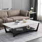 Rechteckiger Couchtisch aus Schiefer, minimalistischer Couchtisch mit offenem Regal