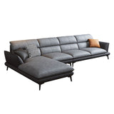 Flared Arm Sofa & Chaise Modern Faux Leather Sofa in Dark Grey Clearhalo 'furn' 'furn_sectionals' 'Furniture' 'Living Room Furniture' 'Sectionals' 1200x1200_bd612b3b-709c-480e-a528-139a1f39833a