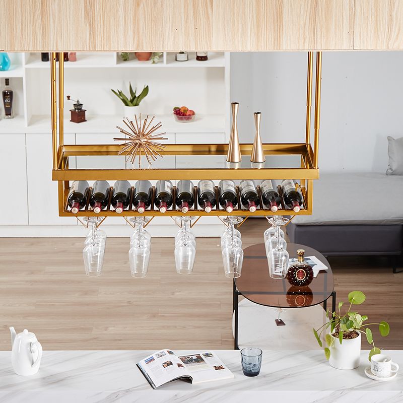 Metal Industrial Wine Holder Rack Hanging with Glass Holder and Storage Shelf Clearhalo 'furn' 'furn_wine_racks' 'Furniture' 'Kitchen & Dining Furniture' 'Wine Racks' 'wine_racks' 1200x1200_bd621eb9-2f2b-4931-b617-f38e90108409