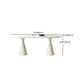 Contemporary Oval Stone Top Dining Table with White Steel Double Pedestal Base