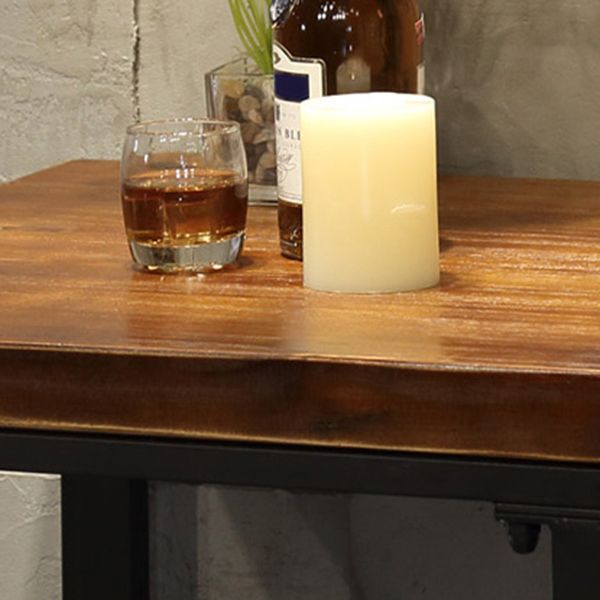 Eigentijdse vierkante voetsteun bartafel Bruin massief houten bartafel