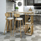 Faux Marble Top Bar Height Table Glam Style Bistro Table with 2 Shelves