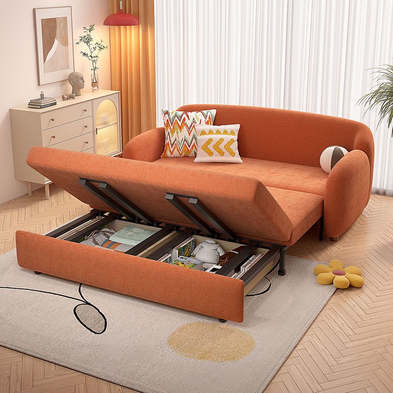 Ronde armbank bed met 2 kussens slipcovered bank in oranje