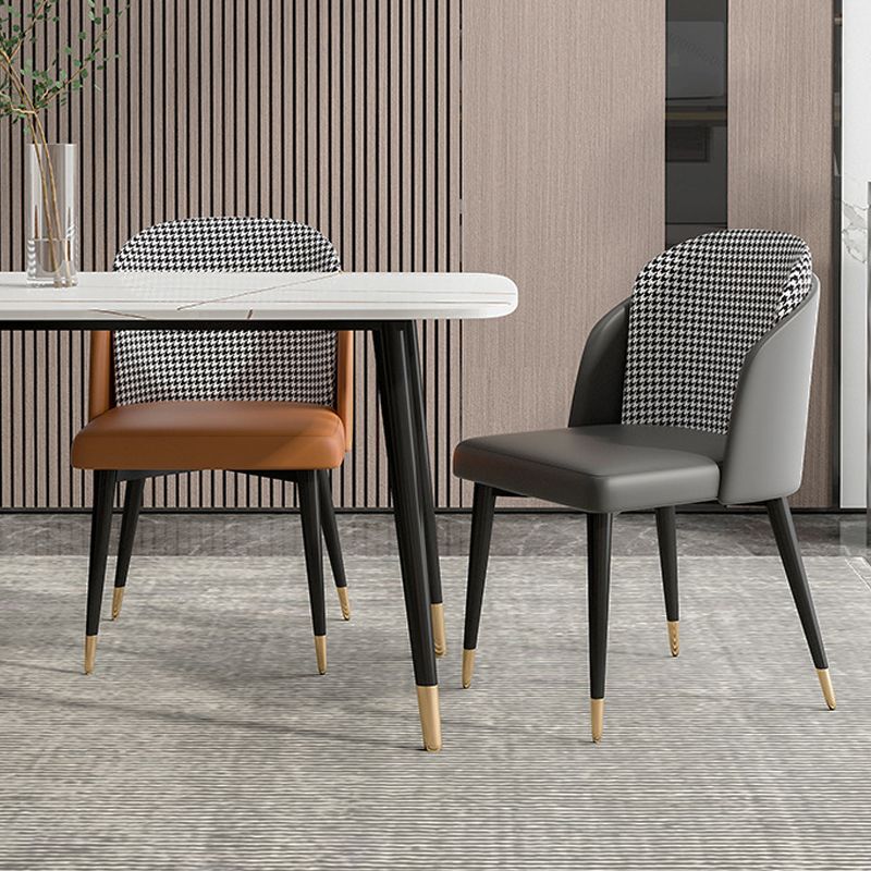 Nordic Style Upholstered Side Chairs Solid Back Armless Dining Chair Clearhalo 'Dining Chairs' 'Dining Tables & Seating' 'dining_chair' 'furn' 'furn_dining_chair' 'Furniture' 'Kitchen & Dining Furniture' 1200x1200_bd64d11a-94f0-4c8a-913b-ef01c69a4569