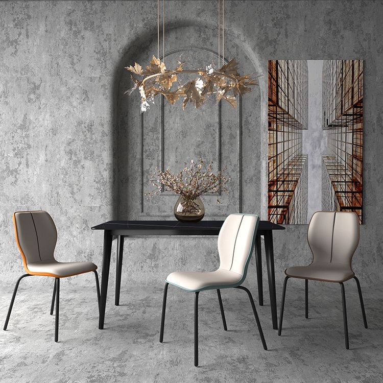 Industrielle Indoor -Kunstlederpolsterer Parsons Armless Dining Stuhl