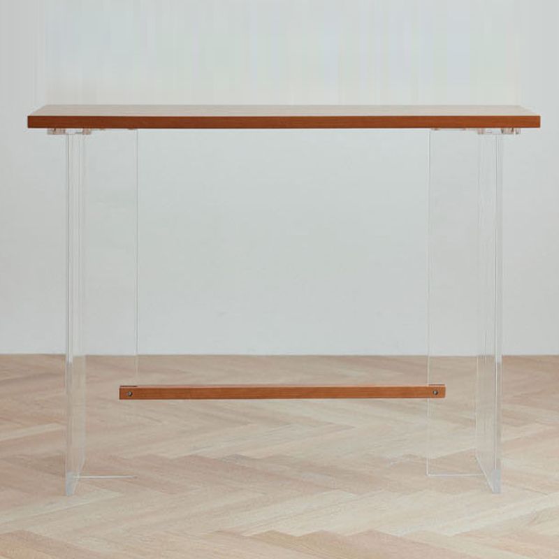 Wood and Acrylic Base Counter-height Pub Table Rectangle Pub Table Clearhalo 'Bar Furniture' 'Bar Tables' 'bar_tables' 'furn' 'furn_bar_tables' 'Furniture' 'Kitchen & Dining Furniture' 1200x1200_bd67102d-bc5d-4659-9fcb-7aafbde4366d