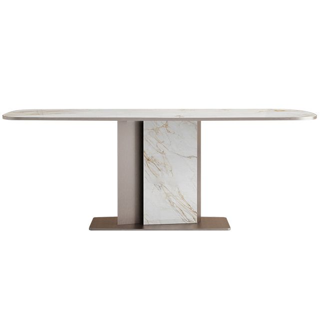 Luxury Sintered Stone Dining Table Single Pedestal Base Rectangle Table for Home Clearhalo ' dining_table' 'Dining Tables & Seating' 'Dining Tables' 'furn' 'furn_dining_table' 'Furniture' 'furniture_dining_table' 'Kitchen & Dining Furniture' 'kitchen&dining_furn' 'kitchen' 'kitchen_dining_table' 1200x1200_bd6a44b4-565c-4e69-8bf2-6cf37f6a0ed5