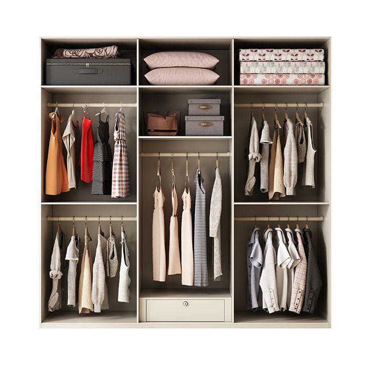 Modern Artificial Wood Wardrobe Freestanding Wardrobe in White Clearhalo 'Armoires & Wardrobes' 'armoires_wardrobes' 'Bedroom Furniture' 'furn' 'furn_armoires_wardrobes' 'Furniture' 1200x1200_bd6a8b36-44eb-4646-837a-3f1c279198ab