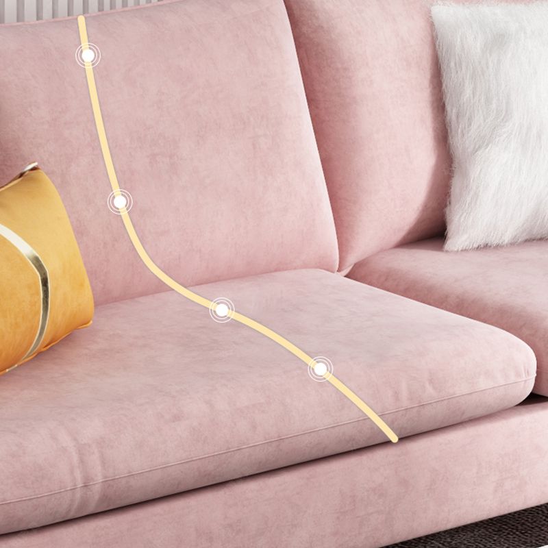 Scandinavian Velvet Sofa with 3 Pillows and Storage for Apartment Clearhalo 'furn' 'furn_sectionals' 'Furniture' 'furniture_sectionals' 'kitchen' 'kitchen_sectionals' 'Living Room Furniture' 'Sectionals' 1200x1200_bd6bfc11-dbc1-4275-8139-c28157eb1eed