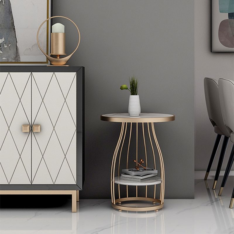 Marble Top End Table Metal Frame Sofa Side End Table with Shelf for Living Room Clearhalo 'Coffee & Accent Tables' 'End & Side Tables' 'end_side_tables' 'furn' 'furn_end_side_tables' 'Furniture' 'Living Room Furniture' 1200x1200_bd6e412c-8be9-4c9a-86fc-15deccbd2828