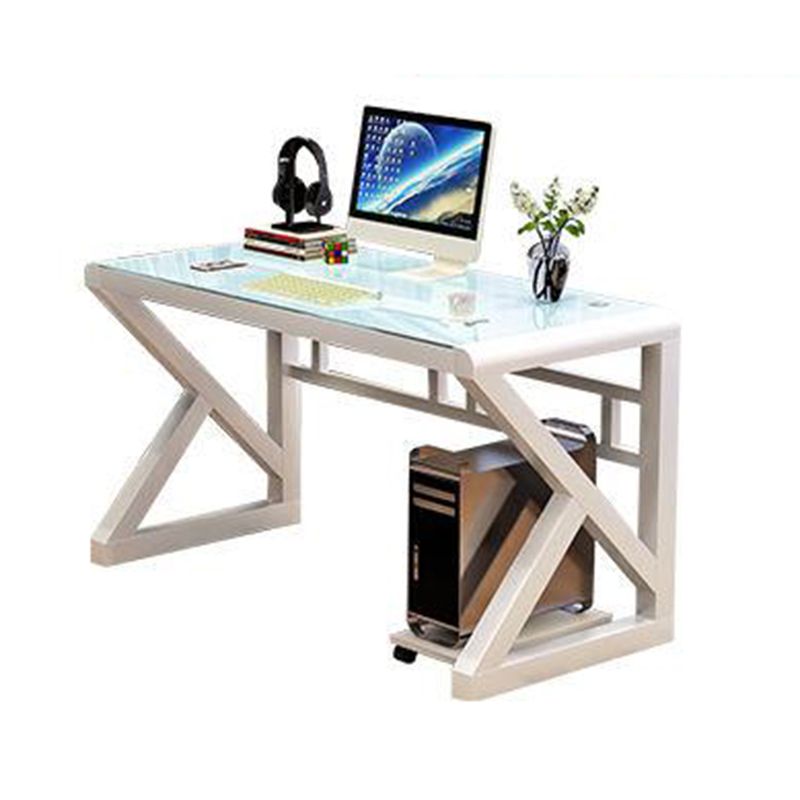 Scrivania moderna scrivania vetro rettangolare da ufficio rettangolare, alto 29,53 "