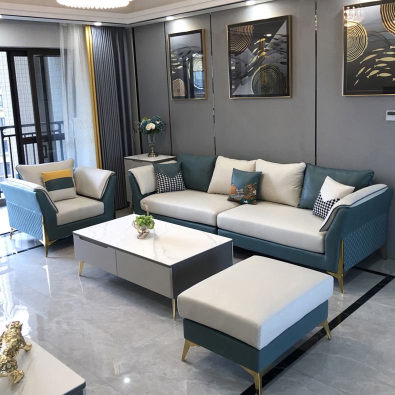 フェイクレザーモダン標準フレアアームステイン耐性セッピーソファ