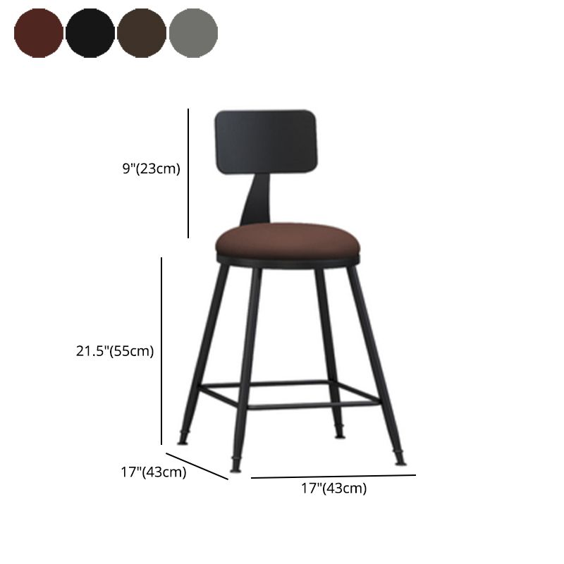 Industrial Armless Backrest Counter Stool Iron Bar Stool with Leather Cushion Clearhalo 'Bar Furniture' 'Bar Stools' 'bar_stools' 'furn' 'furn_bar_stools' 'furniture_bar_stools' 'Kitchen & Dining Furniture' 'kitchen&dining_furn' 'kitchen' 'kitchen_furn' Furniture' 1200x1200_bd6fdf2d-c9a1-426f-adf2-58f992504641