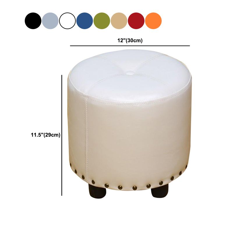 Cylinder Pouf Pure Color Tufted Nailhead Trim Faux Leather Standard Ottoman Clearhalo 'furn' 'furn_ottomans_poufs' 'Furniture' 'Living Room Furniture' 'Ottomans & Poufs' 'ottomans_poufs' 1200x1200_bd704f18-76fc-48b2-beb3-0ccbb9ffd08a