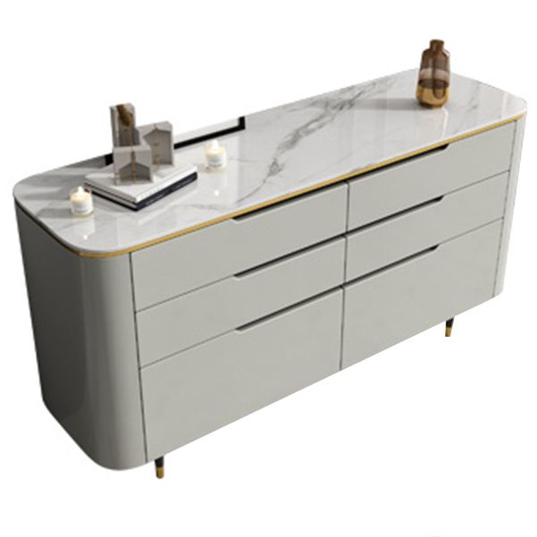 6-schüchternen Holz Sideboard moderner Tisch mit Steinarbeitsplatte für Wohnzimmer