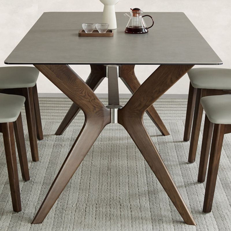 Modern Sintered Stone Dining Set Rectangle 1/2/5/7 Pieces Dining Room Table Set in Grey Clearhalo 'Dining Room Sets' 'Dining Tables & Seating' 'dining_room_set' 'furn' 'furn_dining_room_set' 'Furniture' 'Kitchen & Dining Furniture' 1200x1200_bd74471e-6907-41d8-b19e-d42ffdcde14c