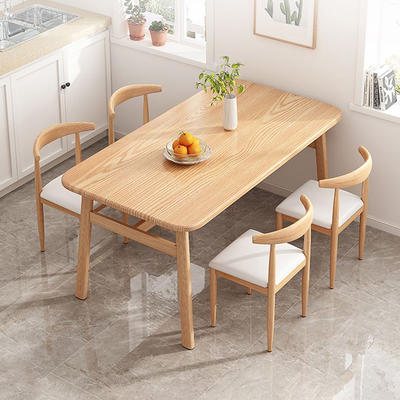 Contemporary Light Brown MDF Top Dining Set Rectangle Shape Kitchen Dining Set with 4 Legs Base Clearhalo 'Dining Room Sets' 'Dining Tables & Seating' 'dining_room_set' 'furn' 'furn_dining_room_set' 'Furniture' 'furniture_dining_room_set' 'Kitchen & Dining Furniture' 'kitchen&dining_furn' 'kitchen' 1200x1200_bd755118-ec84-497d-99d9-13ac87c6ab2e