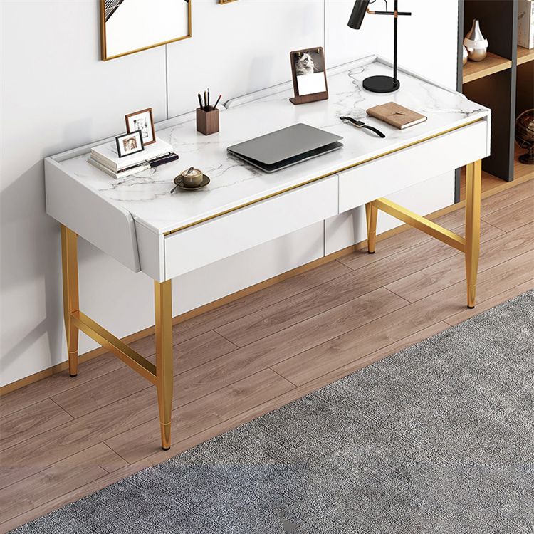 Zeitgenössischer Stein Büro -Schreibtisch Schlafzimmer Schreibtisch mit schwarzen Beinen