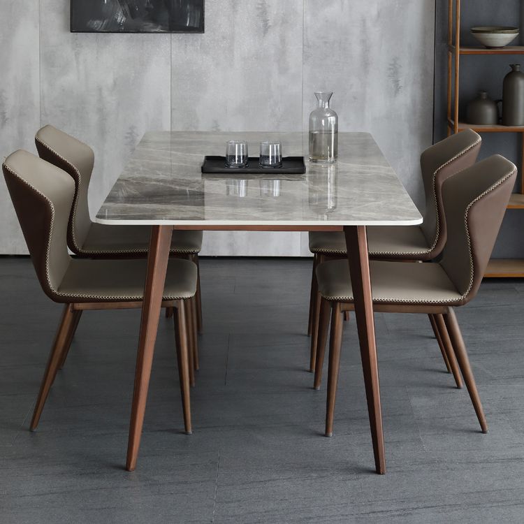 Mid-Century Modern Sintered Stone Table 4 Legs Rectangle Table for Home Clearhalo ' dining_table' 'Dining Tables & Seating' 'Dining Tables' 'furn' 'furn_dining_table' 'Furniture' 'furniture_dining_table' 'Kitchen & Dining Furniture' 'kitchen&dining_furn' 'kitchen' 'kitchen_dining_table' 1200x1200_bd756820-0f18-43df-9a11-e9f5998c3258
