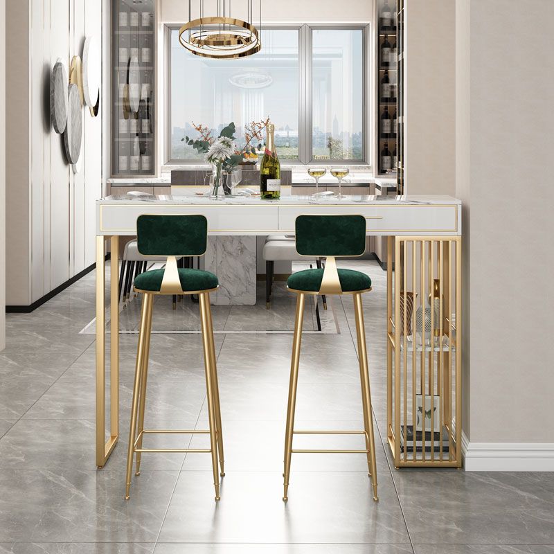 Nordic Style Storage Bar Table Stone Top Pub Table with 2 Drawers, Only Table Clearhalo 'Bar Furniture' 'Bar Tables' 'bar_tables' 'furn' 'furn_bar_tables' 'Furniture' 'furniture_bar_tables' 'Kitchen & Dining Furniture' 1200x1200_bd76517f-72e2-4d52-8078-ac89e7676bc8