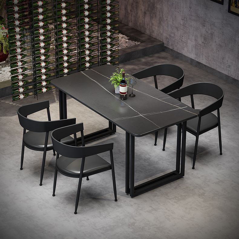 Industrial Style Dining Table Black Sintered Stone Dining Table with Metal Base Clearhalo ' dining_table' 'Dining Tables & Seating' 'Dining Tables' 'furn' 'furn_dining_table' 'Furniture' 'furniture_dining_table' 'Kitchen & Dining Furniture' 'kitchen&dining_furn' 'kitchen' 'kitchen_dining_table' 1200x1200_bd766383-a8d9-44e8-8030-0ac0ea6f9ece