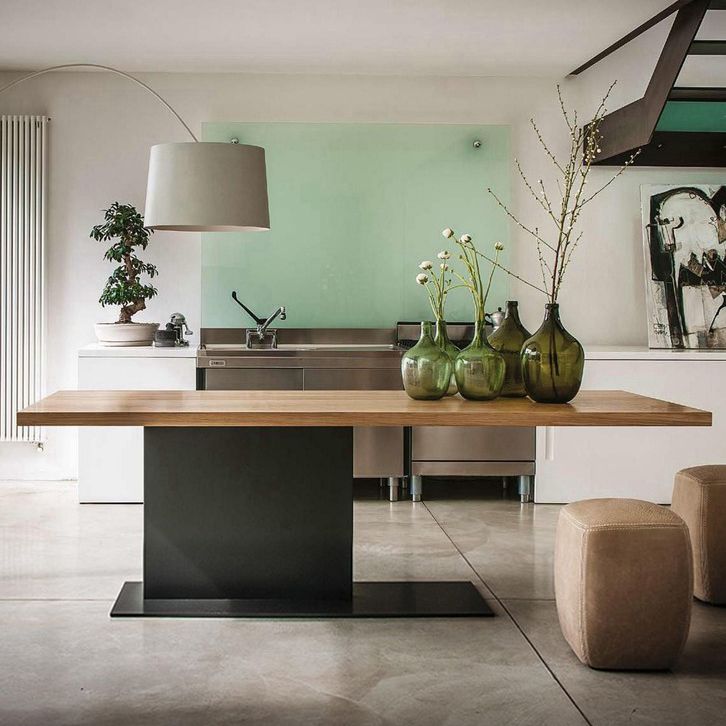 Solid Wood Rectangle Dining Table Modern Kitchen Wood Table with Metal Pedestal Clearhalo ' dining_table' 'Dining Tables & Seating' 'Dining Tables' 'Furniture' 'furniture_dining_table' 'Kitchen & Dining Furniture' 'kitchen&dining_furn' 'kitchen' 'kitchen_dining_table' 1200x1200_bd79db91-84f3-4eac-a12f-7bd1d87277fe