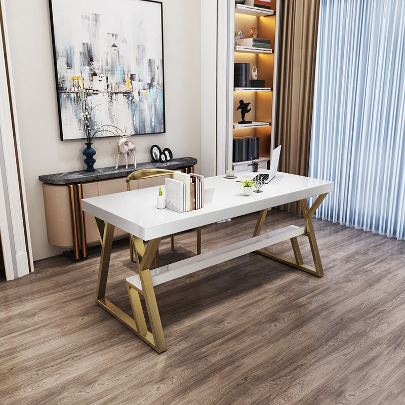 Solid Wood Rectangular Writing Desk 29.53-inch Tall Office Desk with Shelf Clearhalo 'furn' 'furn_office_desk' 'Furniture' 'Office Desks' 'Office Furniture' 'office_desk' 1200x1200_bd7a4872-4fb0-4747-aaf5-a0230aef4d04