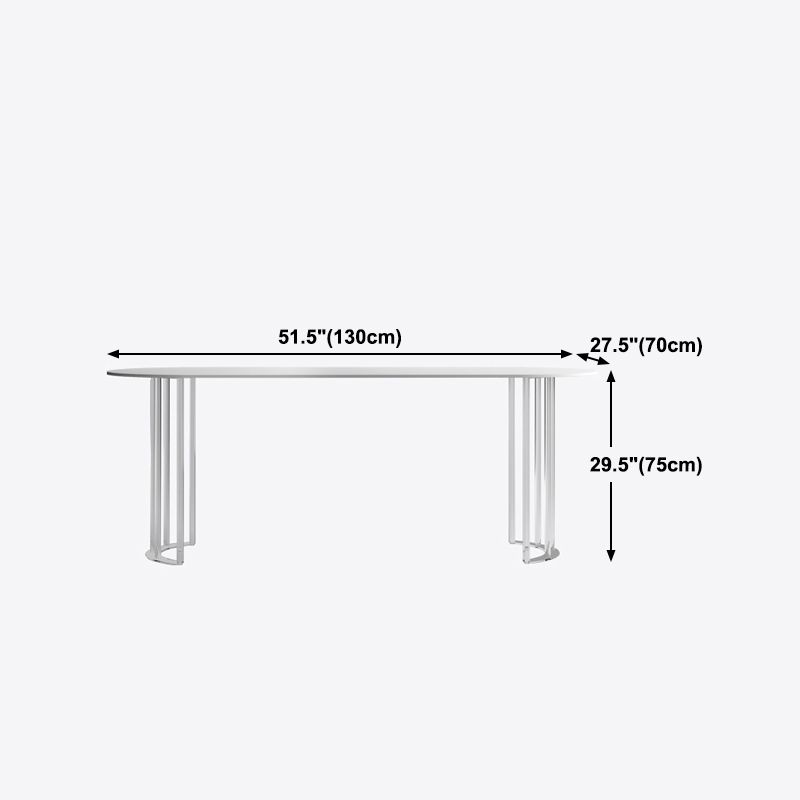 White Stone Dining Table Contemporary Dining Table with Sled Base Clearhalo 'Dining Tables & Seating' 'Dining Tables' 'dining_table' 'furn' 'furn_dining_table' 'Furniture' 'furniture_dining_table' 'Kitchen & Dining Furniture' 'kitchen' 'kitchen_dining_table' 1200x1200_bd7a5322-0afd-4c4f-bcc4-ecf43201f0d2