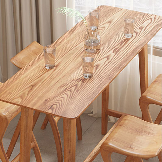 Trestle Base Bar Table Industrial Solid Wood Bar Dining Table with Footrest