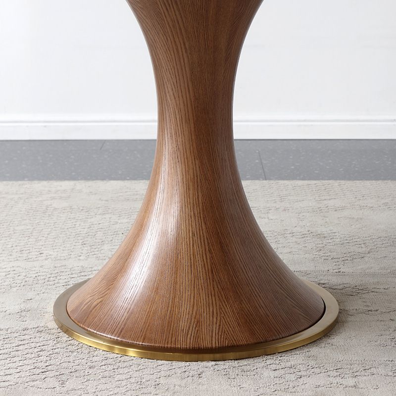 Table à manger en pierre ronde et fritrée meubles modernes avec base de piédestal pour intérieur