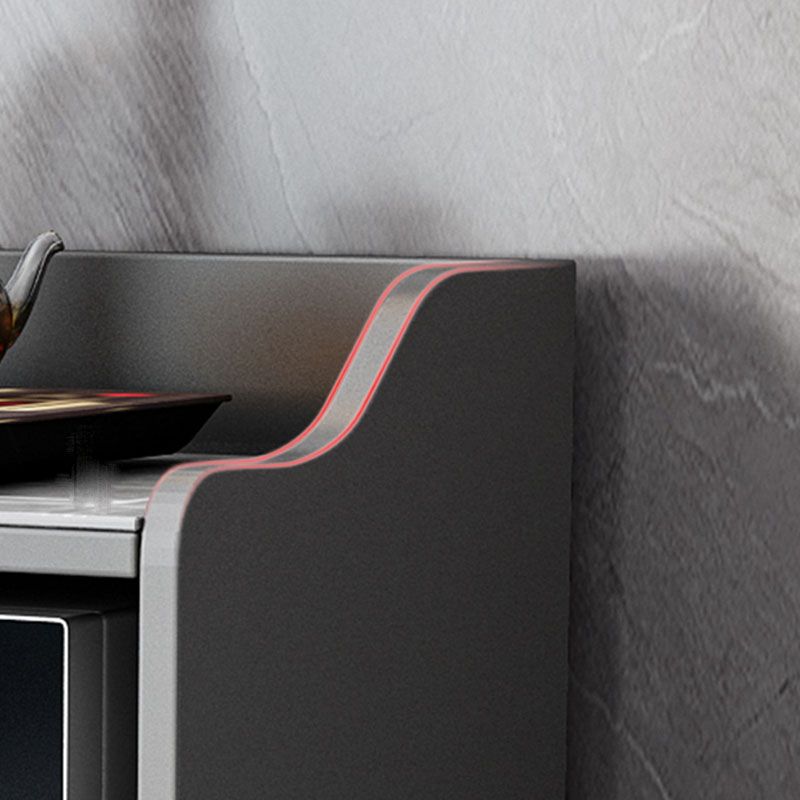 Server da pranzo interno glam Sideboard in legno in finto grigio con top in pietra