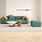 37" Wide Contemporary Sofa Leather Square Arm Green Standard Seating
