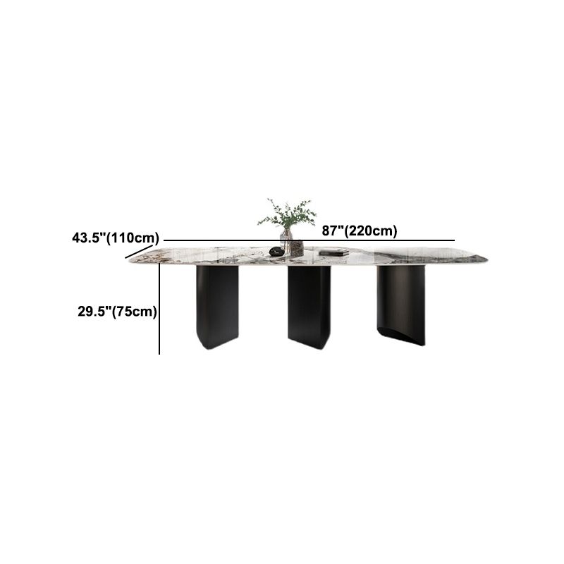 Stone Top Dining Table Contemporary Rectangle Dining Table with Black Base Clearhalo 'Dining Tables & Seating' 'Dining Tables' 'dining_table' 'furn' 'furn_dining_table' 'Furniture' 'furniture_dining_table' 'Kitchen & Dining Furniture' 'kitchen' 'kitchen_dining_table' 1200x1200_bd7ef809-dda1-48bd-92ff-990dbef2a626