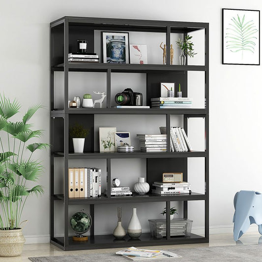 Vertical Metal Frame Etagere Bookshelf Manufactured Wood Shelf Bookcase for Living Room Clearhalo 'Bookcases' 'furn' 'furn_bookcases' 'Furniture' 'furniture_bookcases' 'Office Furniture' 1200x1200_bd7fcffe-61cc-4b87-a26a-ef5e4d230338