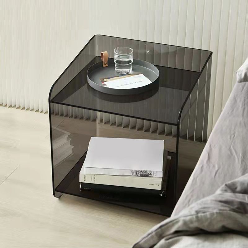 Plastic Rectangular Side End Table 15.74" Wide Sled Sofa Side Accent Table