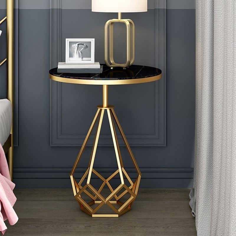 24 pouces H Glam Glam Nightand Metal Round Night Top Night Table