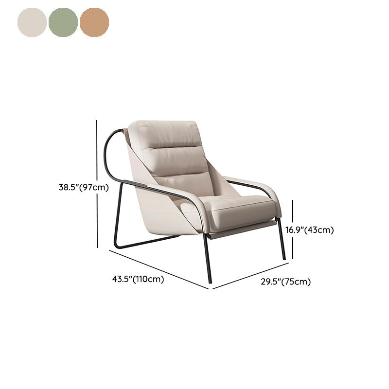 Mid-century Pu Leather Lounge Chair Solid Color Sewn Pillow Back Chair Clearhalo 'Accent Chairs' 'accent_chairs' 'Chairs & Seating' 'furn' 'furn_accent_chairs' 'Furniture' 'Living Room Furniture' 1200x1200_bd841c10-cf59-462b-86f7-2fc6141711ff