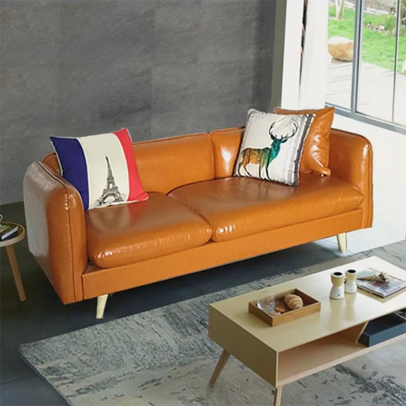 Tuxedo Arm Sofa Nordic 30.31" D x 25.2" H Faux Leather Seating Clearhalo 'furn' 'furn_sofas' 'Furniture' 'furniture_sofas' 'kitchen' 'kitchen_sofas' 'Living Room Furniture' 'Sofa' 'sofas' 1200x1200_bd84ad0e-d9a7-4a2d-b074-88d237a6ecc5