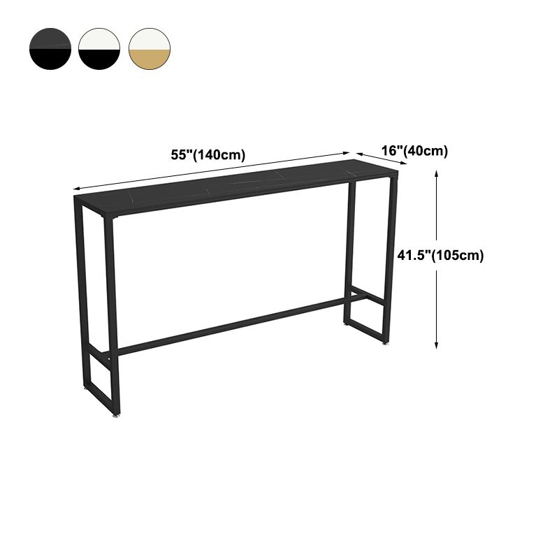 Modern Rectangle Iron Bar Dining Table Stone Top Indoor Bistro Table with Footrest Clearhalo 'Bar Furniture' 'Bar Tables' 'bar_tables' 'furn' 'furn_bar_tables' 'Furniture' 'furniture_bar_tables' 'Kitchen & Dining Furniture' 1200x1200_bd84ecab-a815-4ad4-8daf-e364dcc28643