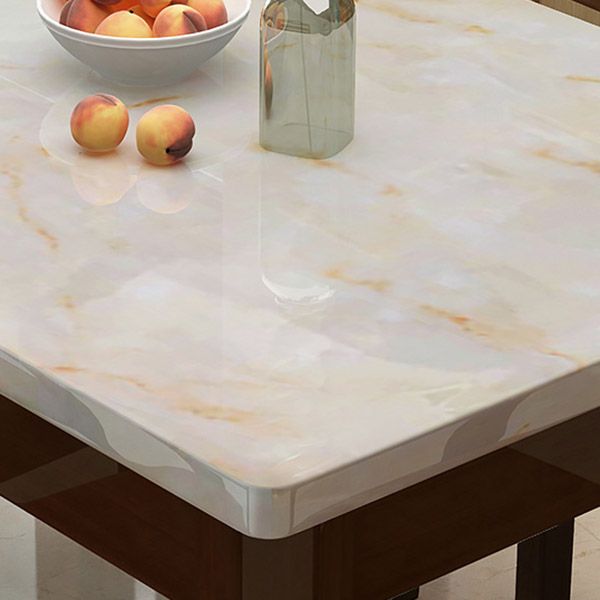 Moderne stenen rechthoekige eettafel rubberen houten poten voor eetkamer