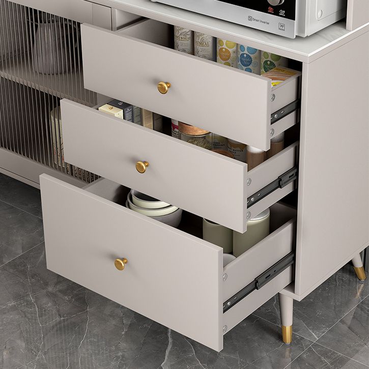 Contemporary Adjustable Shelves Sideboard 47.5 "W X 16 "D X 66 "H Side Board with 3 Drawer Clearhalo 'buffet_sideboard' 'Buffets & Sideboards' 'furn' 'furn_buffet_sideboard' 'Furniture' 'furniture_buffet_sideboard' 'Kitchen & Dining Furniture' 1200x1200_bd87f7f7-4889-48a4-aaf1-45e26a65788c