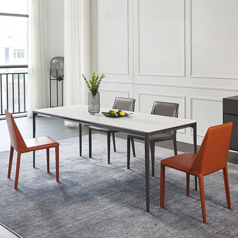 Minimalist Style Dining Table Set with Sintered Stone Table and PU Chairs Clearhalo 'Dining Room Sets' 'Dining Tables & Seating' 'dining_room_set' 'furn' 'furn_dining_room_set' 'Furniture' 'furniture_dining_room_set' 'Kitchen & Dining Furniture' 'kitchen&dining_furn' 'kitchen' 1200x1200_bd891134-5ff1-44ad-87f0-27276aadc238