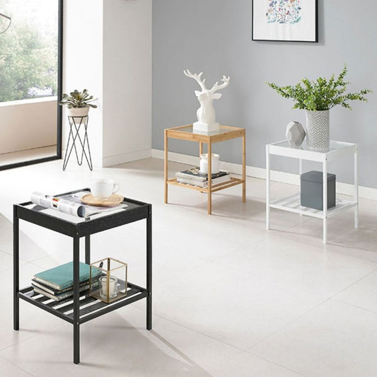 Gabinete moderno de vidrio de la mesita de noche del estante inferior para el dormitorio