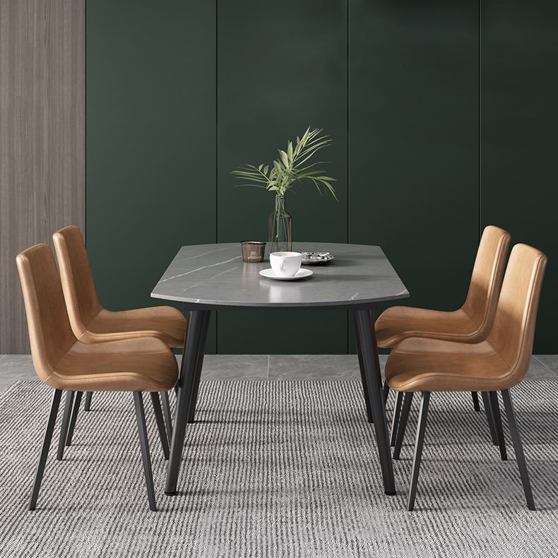 52" Round Sintered Stone Top Table Extendable 4 Legs Dining Table, Metal in Black Clearhalo ' dining_table' 'Dining Tables & Seating' 'Dining Tables' 'furn' 'furn_dining_table' 'Furniture' 'furniture_dining_table' 'Kitchen & Dining Furniture' 'kitchen&dining_furn' 'kitchen' 'kitchen_dining_table' 1200x1200_bd8c9e60-3865-43b2-9c17-46633666444f