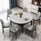 Mesa de comedor redonda moderna de piedra extensible para espacios pequeños en gris