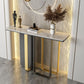 16 Inch Wide Glam Accent Table Rectangle Stone Console Table for Hall