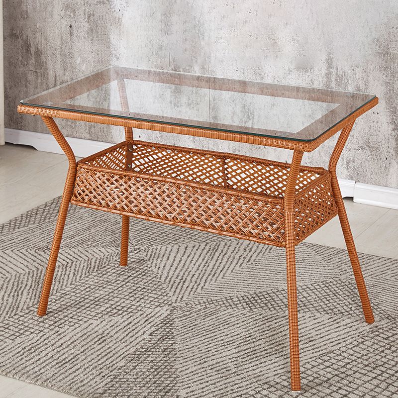 Rattan Contemporary Rectangular Dining Table Glass Top Table for Dining Room Clearhalo 'Dining Tables & Seating' 'Dining Tables' 'dining_table' 'furn' 'furn_dining_table' 'Furniture' 'furniture_dining_table' 'Kitchen & Dining Furniture' 'kitchen' 'kitchen_dining_table' 1200x1200_bd91d19e-0acb-4796-a686-5829253bc84f