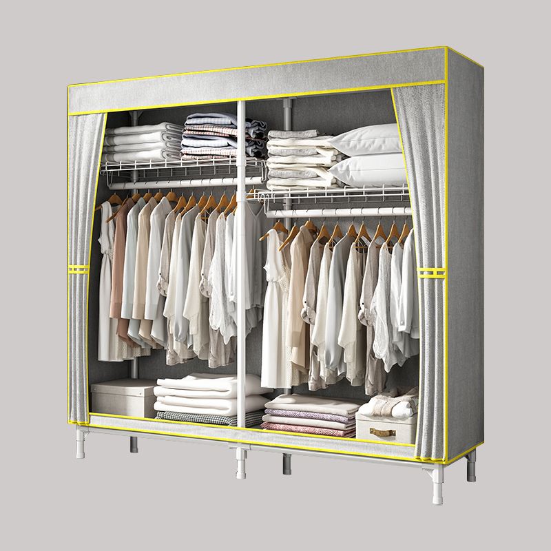 Contemporary Style Wardrobe Steel Wardrobe Closet with Shelves Clearhalo 'Armoires & Wardrobes' 'armoires_wardrobes' 'Bedroom Furniture' 'furn' 'furn_armoires_wardrobes' 'Furniture' 1200x1200_bd92a090-477c-4c8b-a812-a834697d8baa