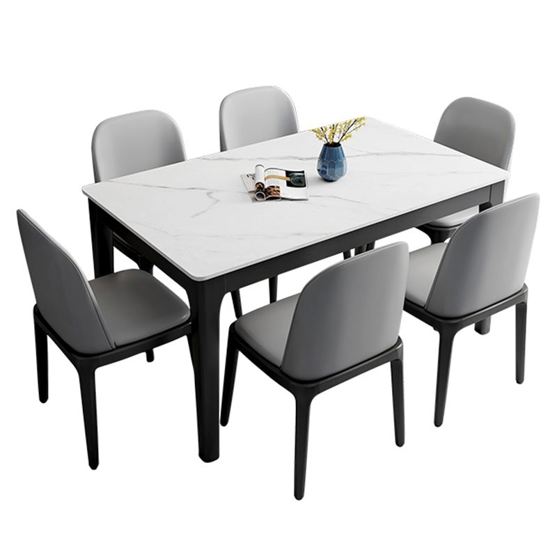 Sintered Stone Two-Color Dining Table Mid-Century 4 Legs Table for Dining Room Clearhalo ' dining_table' 'Dining Tables & Seating' 'Dining Tables' 'furn' 'furn_dining_table' 'Furniture' 'furniture_dining_table' 'Kitchen & Dining Furniture' 'kitchen&dining_furn' 'kitchen' 'kitchen_dining_table' 1200x1200_bd92a91c-a315-4916-b4cc-c1cf6fc339e8